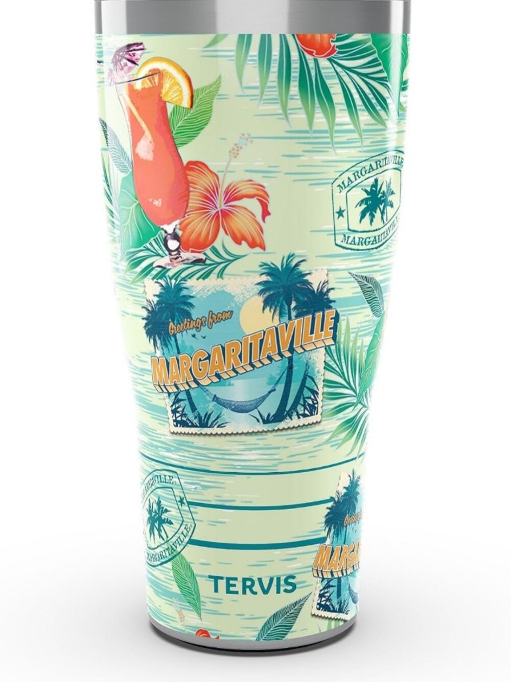 Tropical Triple-Walled Insulated Tumbler Travel Cup - 30oz Stainless Steel